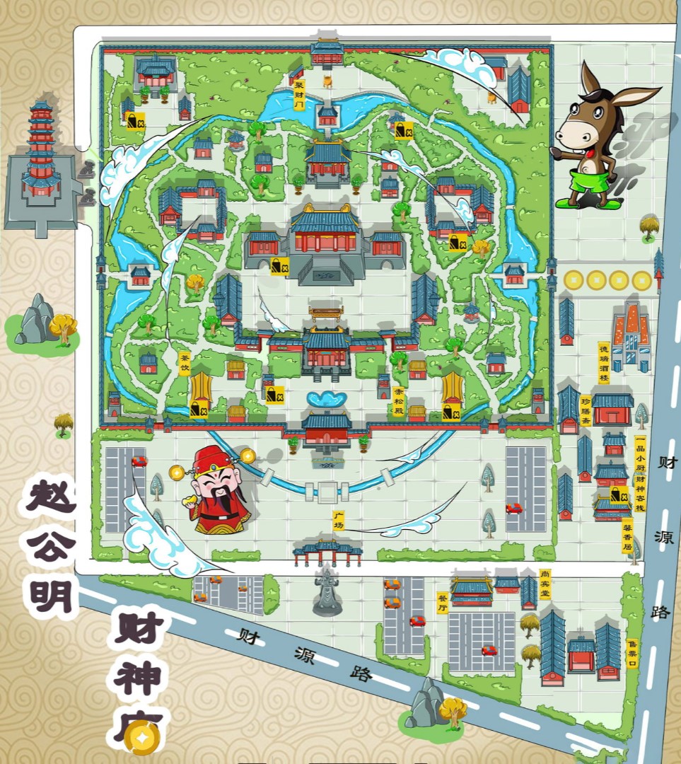 化州寺庙类手绘地图